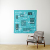 Tenture 1950 Eames Era Art Crosshairs Turquoise (En situation (horizontale))