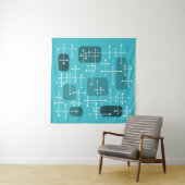 Tenture 1950 Eames Era Art Crosshairs Turquoise (En situation)