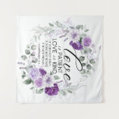 Tenture 1 Corinthiens 13:4 Amour est Patient Violet Floral (Devant (Horizontal))