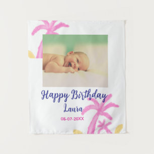Tenture 1er anniversaire bébé enfant ajoutez nom date ajou