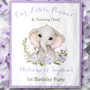 Tenture 1er anniversaire fille éléphant Affiche de bienven