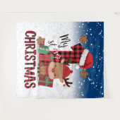 Tenture 1er chapeau de Noël de Père Noël blanc bébé renne (Devant (Horizontal))