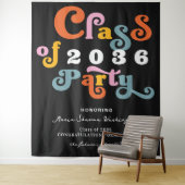 Tenture 2024 Black Retro Custom Graduation Party Contexte (En situation)