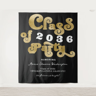 Tenture 2024 Black Retro Custom Graduation Party Contexte