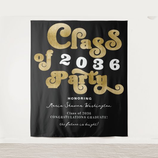 Tenture 2024 Black Retro Custom Graduation Party Contexte (Devant)