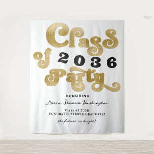 Tenture 2024 White Gold Retro Graduation Party Contexte