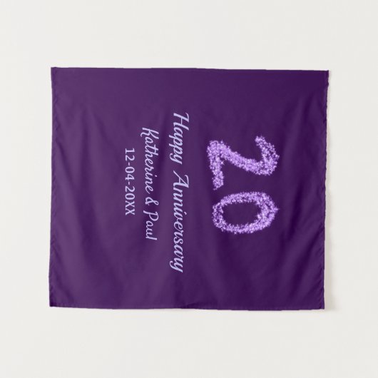 Tenture 20e heureux anniversaire ajouter nom du couple dat (Devant (Horizontal))