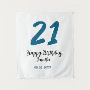 Tenture 21 anniversaire gras lettre bleu simple minimalist