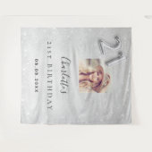 Tenture 21e anniversaire argent photo parties scintillant  (Devant (Horizontal))