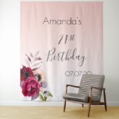 Tenture 21e anniversaire blush rose or florales bourgogne (En situation)