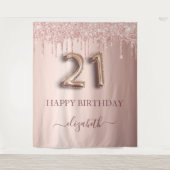Tenture 21e anniversaire blush rose rose or parties scinti (Devant)