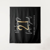 Tenture 21e anniversaire moderne noir et or design (Devant)