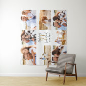 Tenture 21e anniversaire moderne noir et or photo collage (En situation)