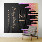 Tenture 21e anniversaire noir arc-en-ciel parties scintill (En situation (horizontale))