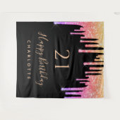 Tenture 21e anniversaire noir arc-en-ciel parties scintill (Devant (Horizontal))