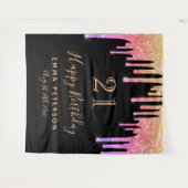 Tenture 21e anniversaire noir rose pourpre gouttes de part (Devant (Horizontal))