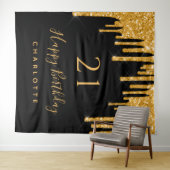 Tenture 21e anniversaire parties scintillant noir or brill (En situation (horizontale))