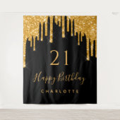 Tenture 21e anniversaire parties scintillant noir or brill (Devant)