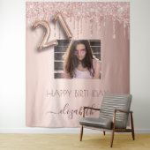 Tenture 21e anniversaire photo rose or parties scintillant (En situation)