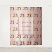 Tenture 21e anniversaire rose gold nom rose pâle (Devant)