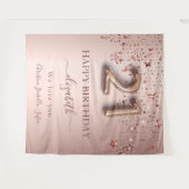 Tenture 21e anniversaire rose or blush étoiles amis (Devant (Horizontal))