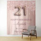 Tenture 21e anniversaire rose or blush parties scintillant (En situation)