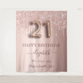 Tenture 21e anniversaire rose or blush parties scintillant (Devant)