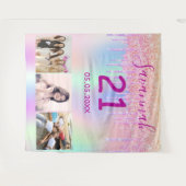 Tenture 21e anniversaire sur mesure photo arc-en-ciel rose (Devant (Horizontal))