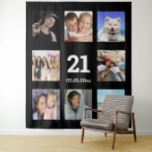 Tenture 21e anniversaire sur mesure photo collage noir gar (En situation)