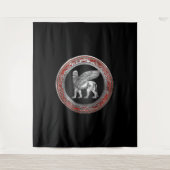 Tenture [220] Lion assyrien ailli - Lamassu argenté (Devant)