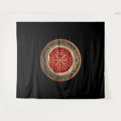 Tenture [220] Vegvisir - Viking Gold Magic Runic Compass (Devant (Horizontal))