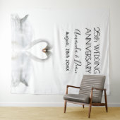 Tenture 25e anniversaire mariage d'argent cygnes blancs am (En situation (horizontale))