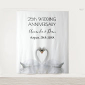 Tenture 25e anniversaire mariage d'argent cygnes blancs am (Devant)