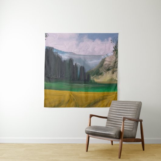 Tenture 2d illustration. Peinture à l'huile paysage art. R (En situation)