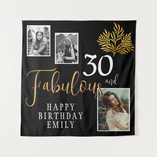 Tenture 30 et Fabulous Gold Foliage 3 Photo Anniversaire (Devant)