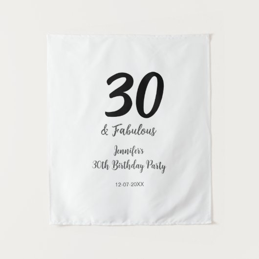 Tenture 30e anniversaire ajouter nom date année noir (Devant)