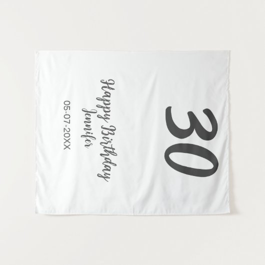 Tenture 30e anniversaire ajouter nom date année noir modèl (Devant (Horizontal))