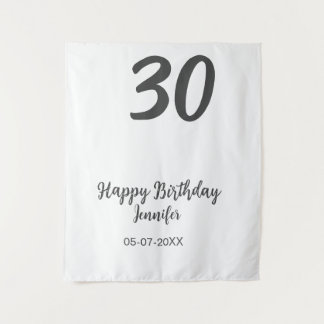 Tenture 30e anniversaire ajouter nom date année noir modèl