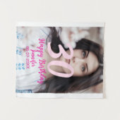 Tenture 30e anniversaire ajouter nom date année photo blan (Devant (Horizontal))