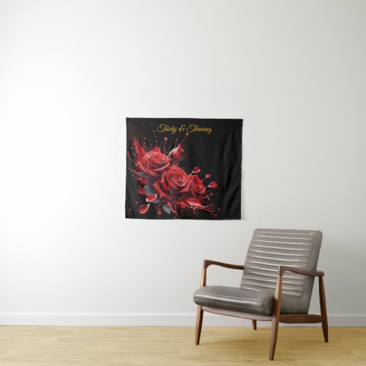Tenture 30e anniversaire élégant - Roses en fleurs (En situation (horizontale))