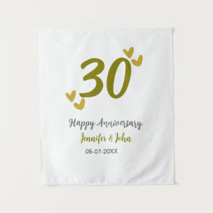 Tenture 30e joyeux anniversaire de mariage couple gris or