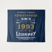 Tenture 30th Birthday 1993 Ajouter Nom Légende Blue Gold R (Devant (Horizontal))