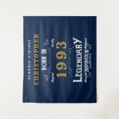 Tenture 30th Birthday 1993 Ajouter Nom Légende Blue Gold R (Devant)