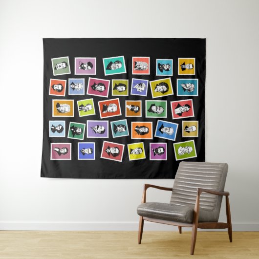 Tenture 32 portraits graphiques des plus grands compositeu (En situation (horizontale))