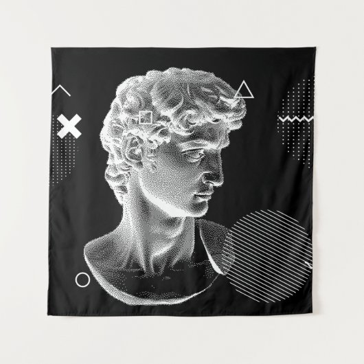Tenture 3D ing of Michelangelo's David head in pixel art 8 (Devant)