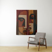 Tenture 3D Textured Mudcloth Inspired Terracotta Boho (En situation)