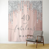 Tenture 40 ans fabuleux anniversaire paillettes rose or ar (En situation)