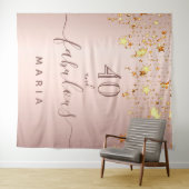 Tenture 40 étoiles fabuleuses d'anniversaire en rose gold  (En situation (horizontale))