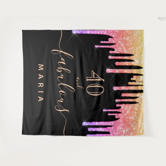 Tenture 40 fabuleuse parties scintillant d'anniversaire no (Devant (Horizontal))
