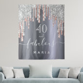 Tenture 40 fabuleux anniversaire paillettes argent rose go
